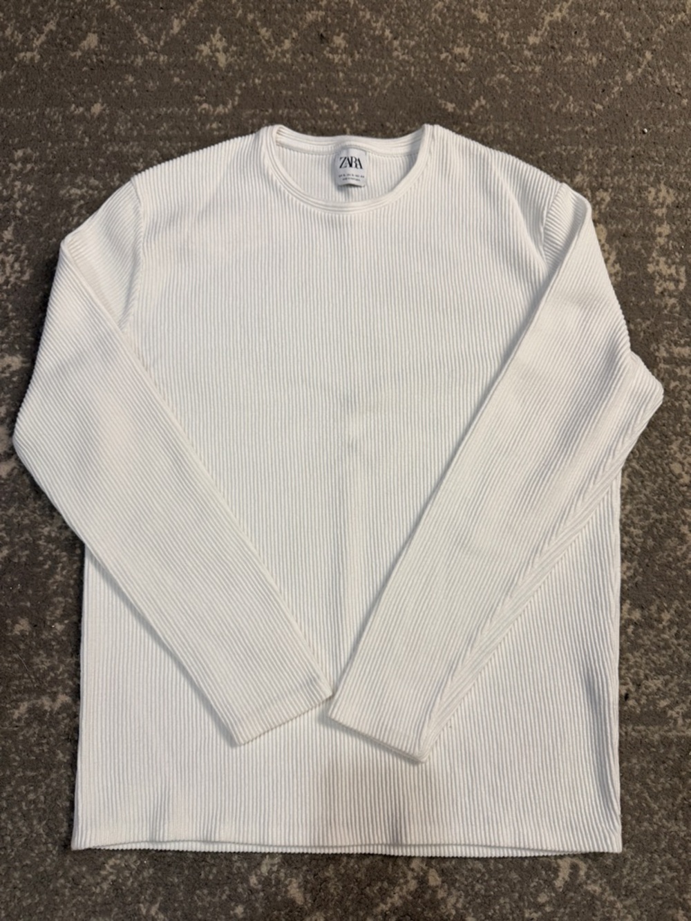 Zara White Ribbed Long Sleeve Shirt